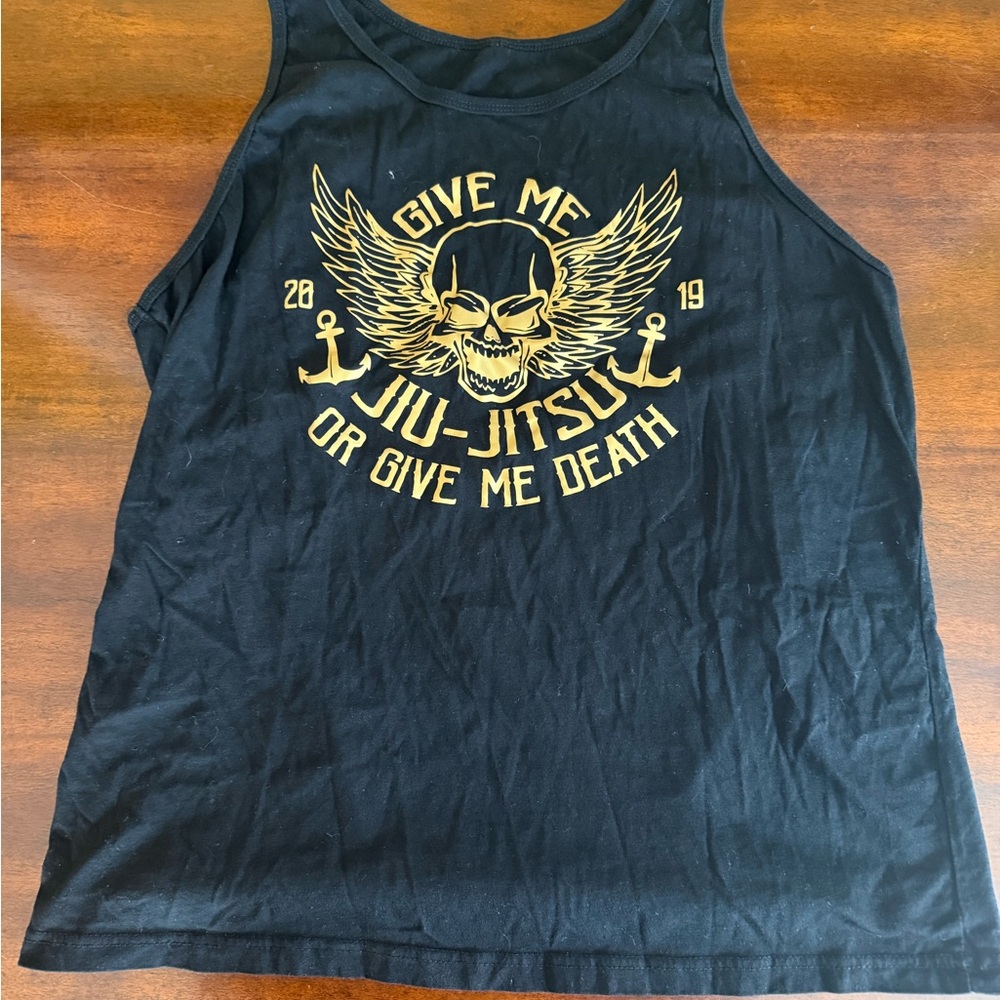 Black Tank Top with Gold Jiu-Jitsu Graphic